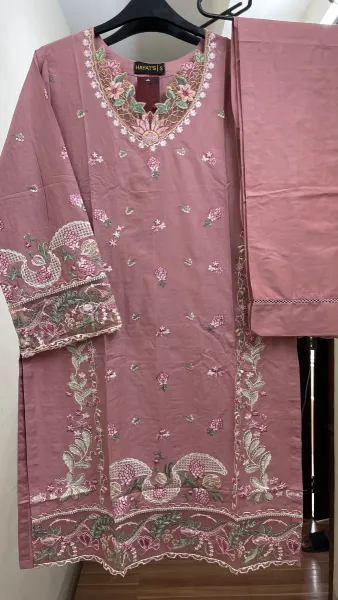 Pakistani Original Hayat Stitched Cotton Co-ords 2 Pcs _ Pink 